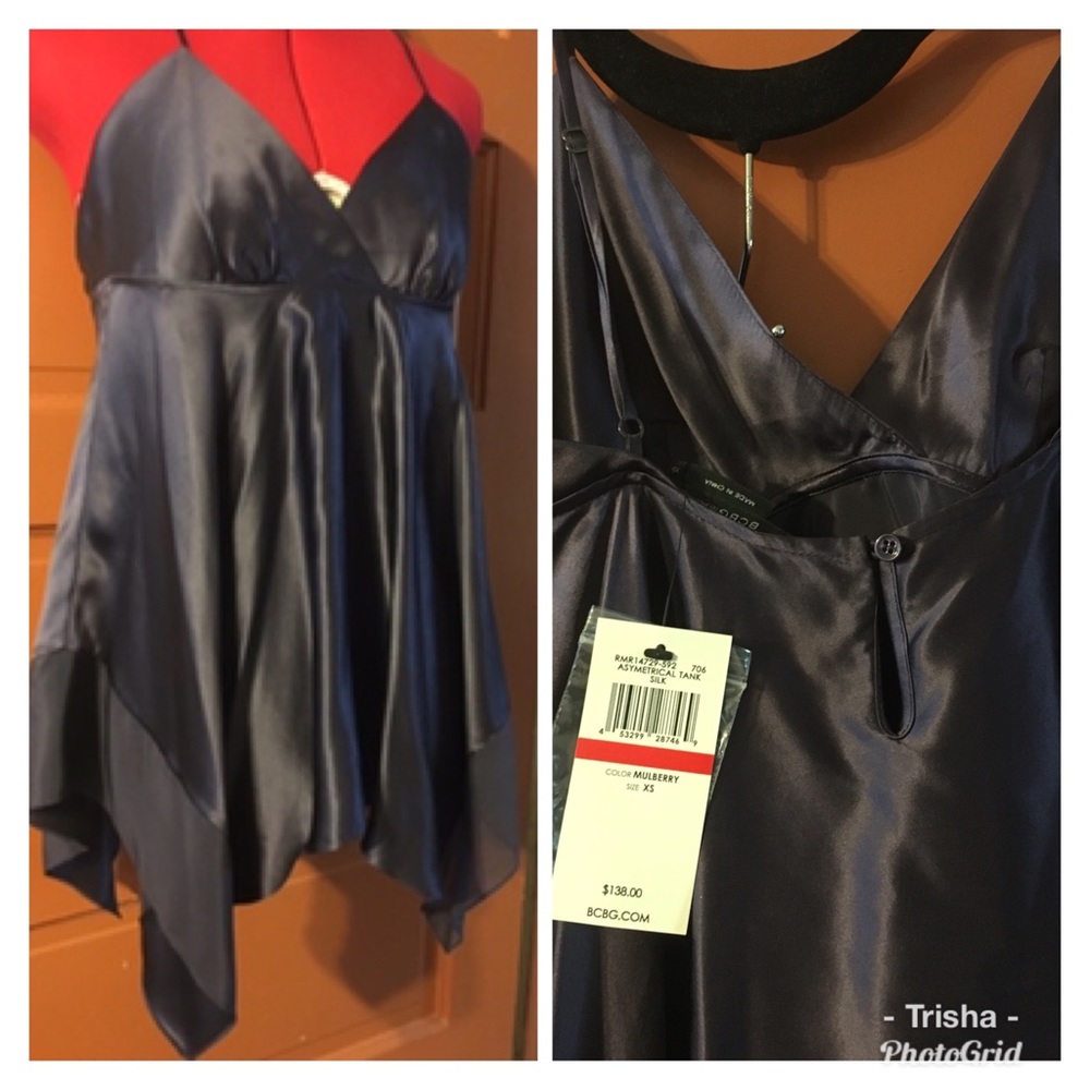 BCBG Maxazria, asymmetrical, plum silk lingerie XS